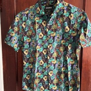 Bonobos Men's Floral Button Down Shirt - Green and Purple